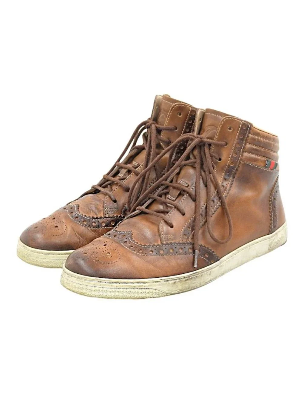 Gucci Leather High Cut Sneakers Brown 6.5